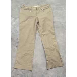 Michael Kors Gramercy Fit Womens Khaki Dress Pants Size 10 Slim Zip Pockets